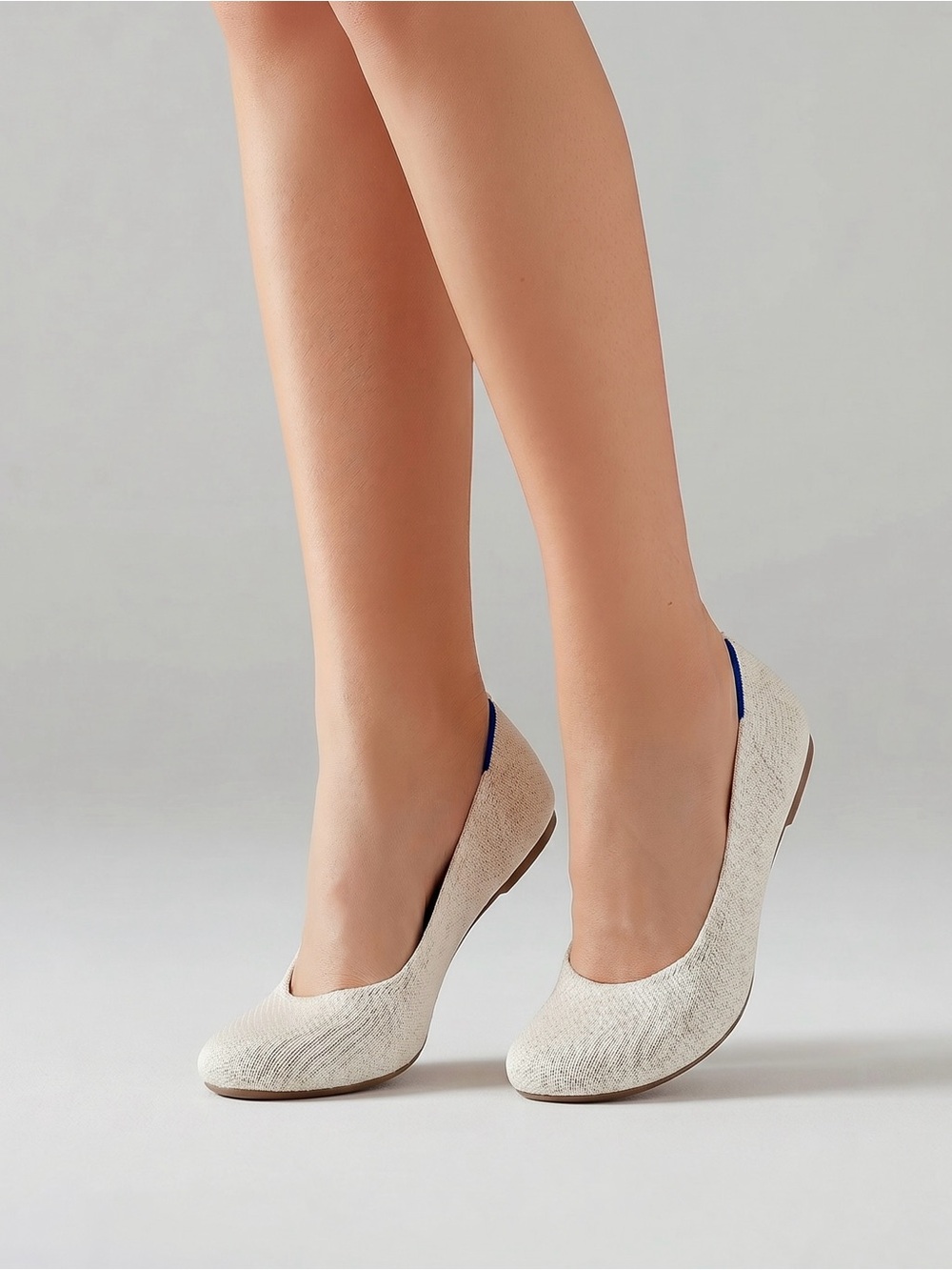 Frank Mully Comfort & Soft Women Sz 7 Textured Canvas slip on Ballet Flats White